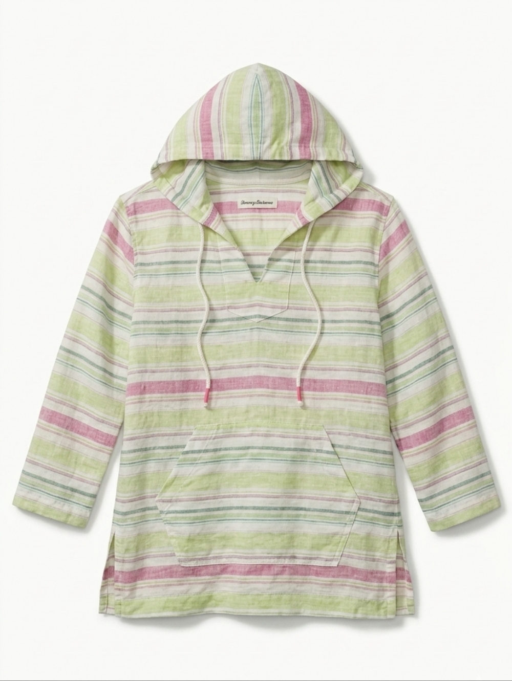 ​Tommy Bahama Striped Linen Hooded Tunic Pullover Top